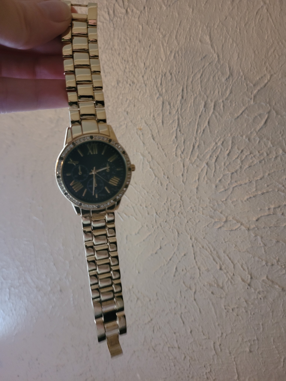 Gold Tone Ladies Wristwatch with Dark Dial